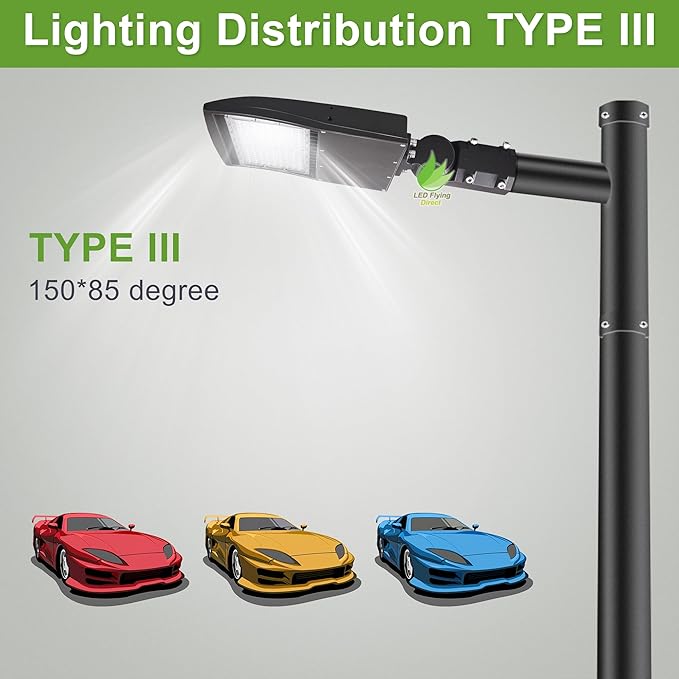 480V 150W High Voltage LED Shoebox Lights, LED Parking Lot Lighting, AC 200-480V LED Pole Area Lights, 450W MH/HPS Equiv, 5000K, Surge Protection Included, DLC UL Approved
