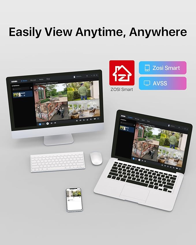 ZOSI 1080P H.265+ Home Security Camera System, AI Human Vehicle Detect, 5MP Lite 8 Channel Surveillance DVR, 8 x 1080p Weatherproof CCTV Dome Camera Outdoor, 80ft Night Vision, Remote Access (No HDD)