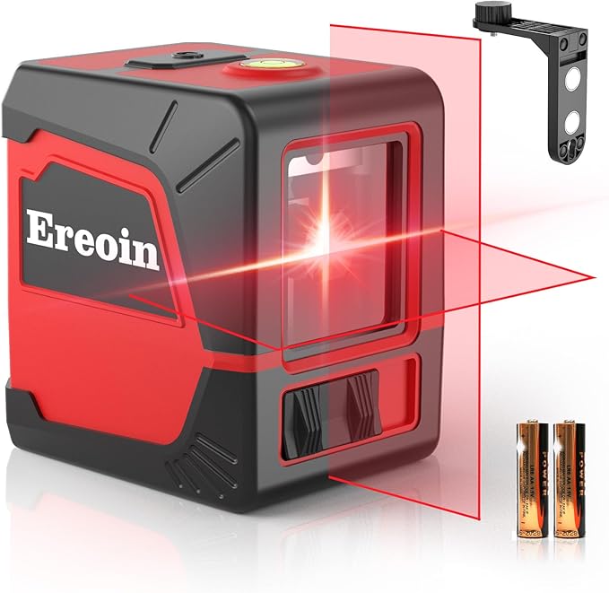 Laser Level Self-leveling Red Cross laser tool with vertical and horizontal lines,360 degree rotation self-leveling mode&IP54 waterproof for Picture Hanging Indoor & Outdoor