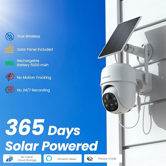 2K Cameras for Home Security-2.4G WiFi Outdoor Camera Wireless Solar/Battery Powered, 360° Viewing, Human Detection, Color Night Vision, Cloud/SD Storage B6 (B6-White-4pack-2.4G)