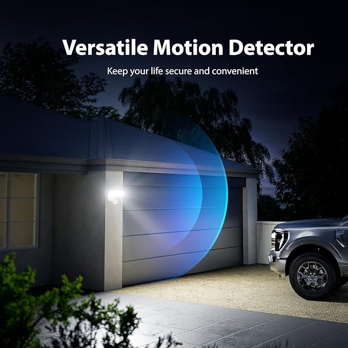 Onforu 3 Pack 65W LED Motion Sensor Outdoor Lights, Security Light Motion Outdoor Flood Light Fixture Detection Detector, 3 Adjustable Heads 6500LM 6500K IP65 Waterproof Exterior Garage Yard (White)