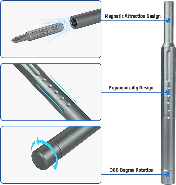 49 in 1 Electronics Precision Screwdriver Set, Professional Magnetic Repair Tool Kit with Stainless Steel Handle and 20 Bits for Computer, PC, iPhone, Laptop, Watch, Xbox, PS5, Ring Doorbell