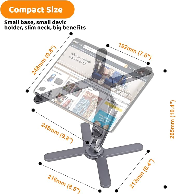 Laptop Stand with 360 Rotating Base, Computer Notebook Laptop Riser Metal Holder for Desk Collaborative Work, Fully Foldable for Easy Storage, Fits All MacBook, Laptops up to 16 inches, Grey