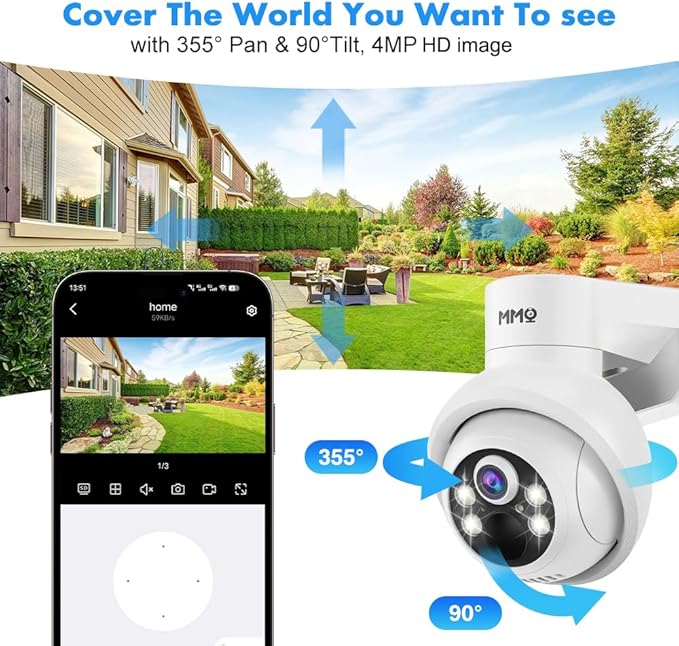 Solar Security Camera System Outdoor with 10in LCD Monitor (4 Solar Cam-Kit with 128GB)