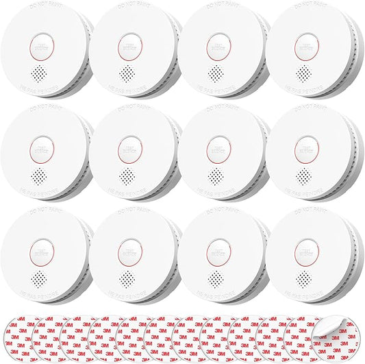 SITERLINK Smoke Detectors,UL217-9th Listed Smoke Alarms with Replaceable Battery,Photoelectric Sensor Smoke Detector with Test-Silence Button,Fire Detectors for Home,House,GS509A 12-Pack