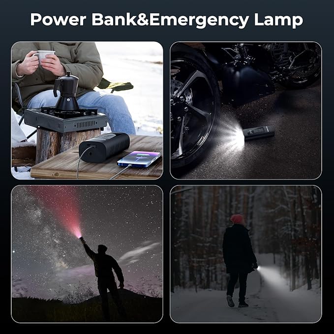 YOUNGDO Tire Inflator Portable Air Compressor, 150 PSI & 6000mAh, Tire Inflator with Pressure Gauge, Quick Inflation for Car,Motorcycle,Bike,Balls, Rechargeable Via USB-C as Torch and Power Bank