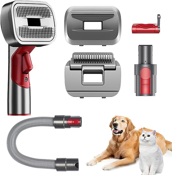 3-in-1 Pet Dog Grooming Attachment Kit, Deshedding Brush Attachment for V15, V11, V10, V8, V7 – Effective Grooming & Cleaning – Hair Grooming Tools for Dog and Cat, 6 Pack