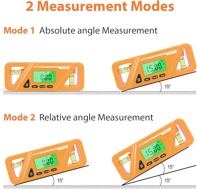 Digital Torpedo Level and Protractor, Magnetic Angle Meter, Electronic Bubble Inclinometer, Absolute and Relative Measurement, Angle & Slope Conversion for Woodworking Home Drainage Leveling