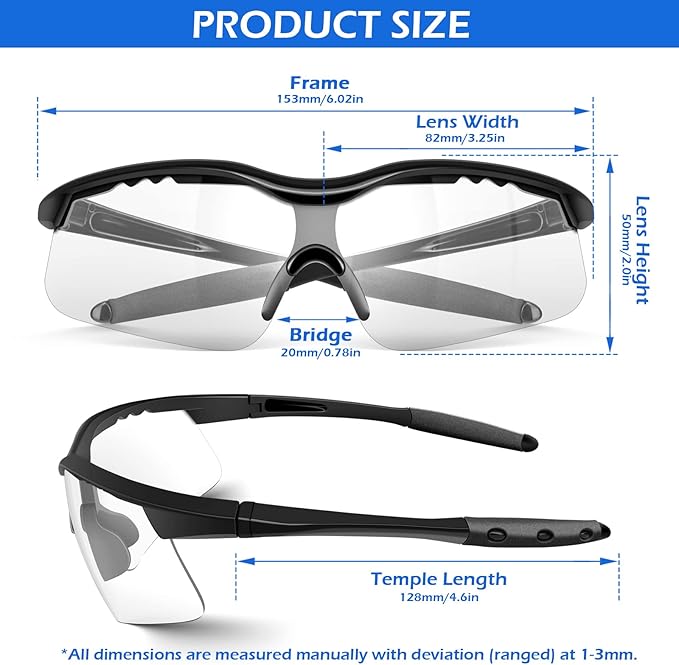 OXG Safety Glasses for Men Women, Impact & Scratch Resistant ANSI Z87.1 Safety Goggles Eye Protection UV-Block