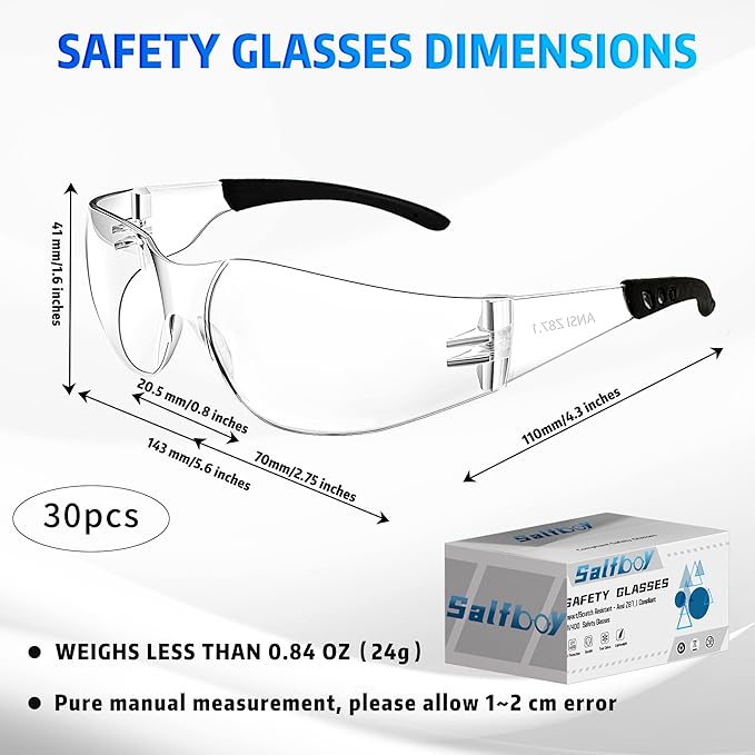 Safety Glasses Ansi Z87.1 Clear Safety Glasses Bulk Impact Resistant Lens Protective Eyewear for Men Women