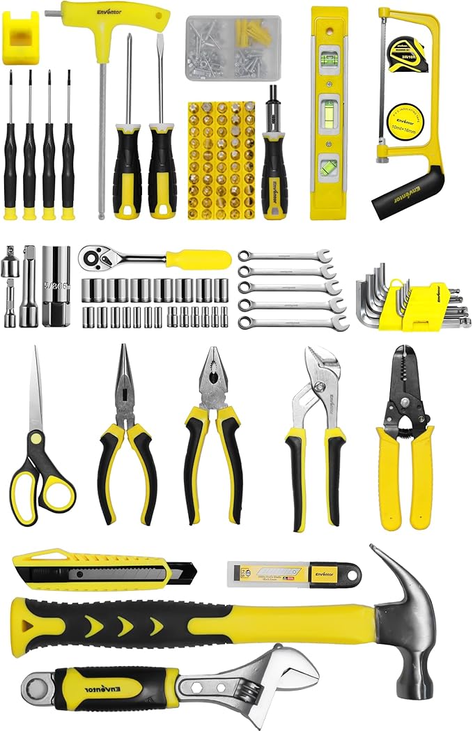 Enventor Tool Set, 220-Piece Home Tool Kit with Toolbox, Wrench and Hand Tools for Home Repairs, Auto Maintenance, DIY & General Use,Household Repair Tools for Men & Women
