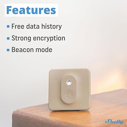 Shelly Blu H&T Mocha | Bluetooth Smart Temperature & Humidity Sensor with Remote App Control & Monitoring | Splash and dust-Proof | Smart Scenes | Notification Alerts | Free Data Storage Export