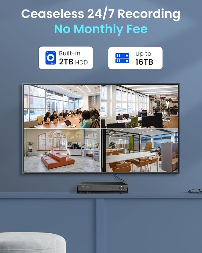 REOLINK New Version 12MP Smart Security System with AI Video Search, Person/Vehicle/Animal Detection Color & Infrared Night Vision, Two-Way Talk, 24/7 Recording, Perimeter Protection, RLK8-1200D4-A