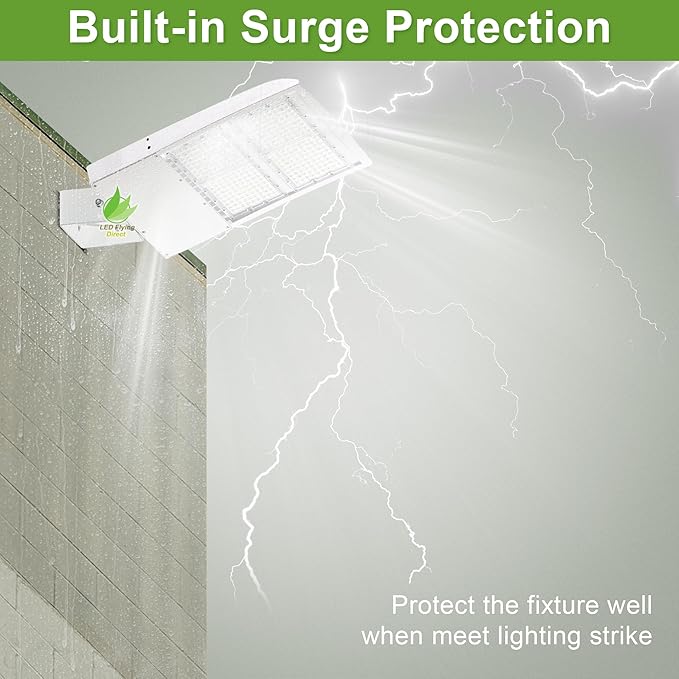 300W LED Parking Lot Light 480V, 42000LM Shoebox Light with Built-in Surge Protector, 1-10V Dimmable, 1000W MH/HPS Equivalent for Street, Pole, Outdoor Sport Court