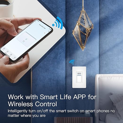 MOES Smart Motion Sensor Switch Single Pole, Needs Neutral Wire, Wi-Fi PIR Infrared Motion Activated Light Switch, Smart Life Tuya APP Remote Control Compatible with Alexa and Google, FCC Listed