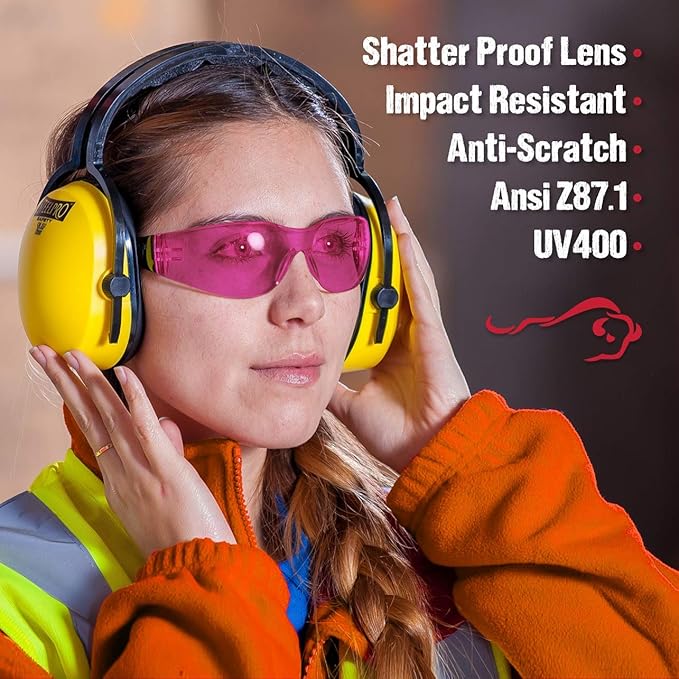 BISON LIFE Keystone Color Lens Safety Glasses | Anti Scratch | Impact Resistance | ANSI Z87.1 Standard | UV 400 Protection