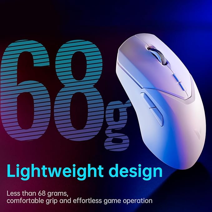 Rapoo VT9Pro Wireless Gaming Mouse - Esports Grade Performance Gaming Mice, PAW 3398 Sensor, 26000 DPI, 1ms Response Time, 68g Lightweight, 10 Programmable Buttons, Long Battery Life, White