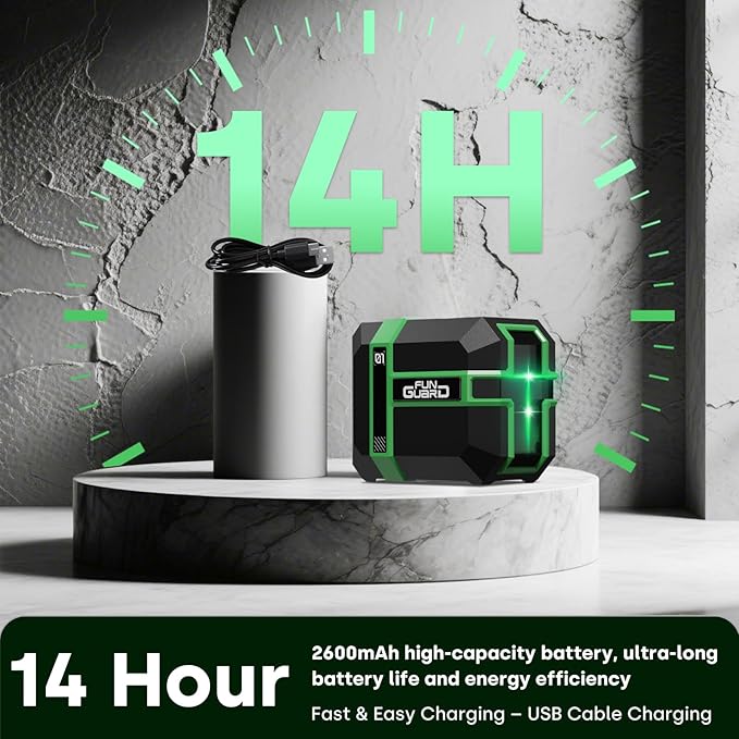 Green Laser Level Type-C Rechargeable Self Leveling Cross Laser Line Waterproof with Pulse Mode, 360°Magnetic Bracket for Outdoor Construction Home Decoration DIY etc.