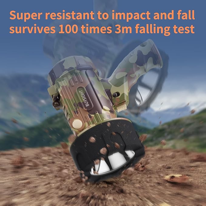 BUYSIGHT Rechargeable Spotlight Flashlight Floodlight,1000000 Lumen Hand held Spot Lights IP67 Waterproof COB Camping Lantern with red Filter(Camouflage Gray-COB)