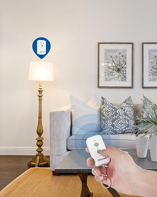 Remote Control Outlet Plug Wireless On Off Power Switch, WILAWELS Wireless Remote Light Switch for Lamp, Light, Fan, Programmable, Compact, 100ft RF Range, FCC Listed, Battery Included W02RC1106