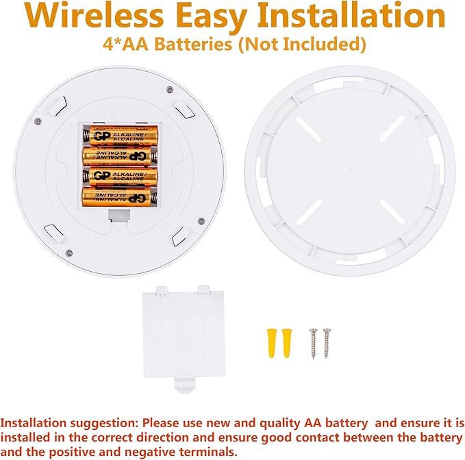 LIT-PaTH Battery Powered Motion Sensor LED Ceiling Lights, 6.1inch 5000K Battery Operated Flush Mount Light, 140 Lumens Wireless Ceiling Lamps for Closet Pantry Laundry, 1-Pack(Battery Not Included)