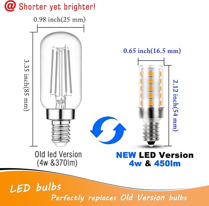 E12 40 Watt Equivalent LED Light Bulbs 2700K Warm White 120Volt 450lm 4W T6 C7 E12 Small Base LED Candelabra Bulb for Chandelier Pendant Ceiling Fan Lighting Wall Sconces, Non-Dimmable, 4 Pack