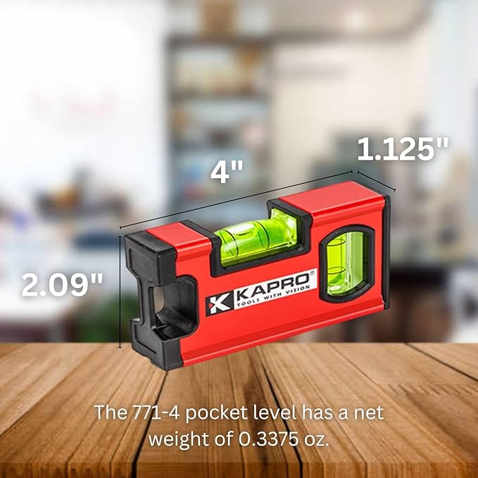 Kapro - 771M TWIN Magnetic Heavy Duty Toolbox Level - For Leveling and Measuring - Features V-Groove and Magnet Base - VPA Certified - 4 Inch