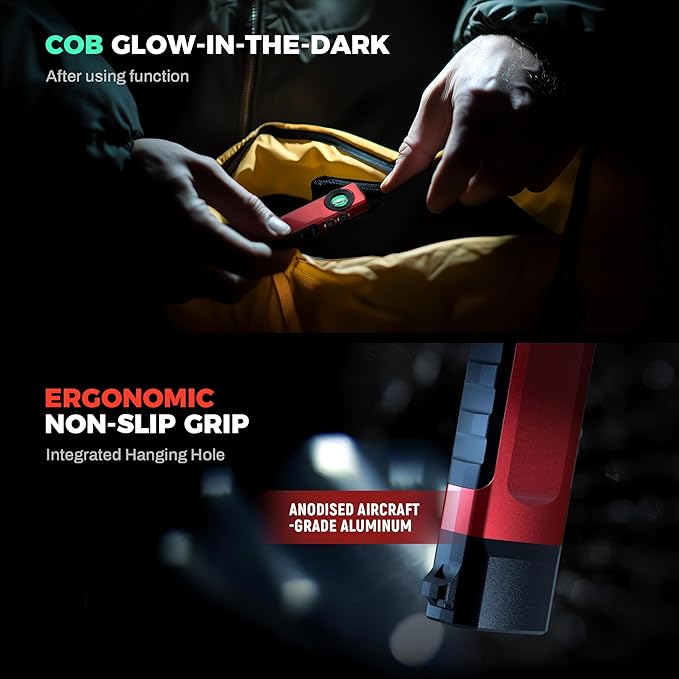 Anhay Rechargeable Flashlights 1500 Lumens EDC Flat Flashlight with 8 Modes, Pocket Flashights Waterproof, Magnetic Small Flashlights Powerful for Checking, Working, Camping, USB-C Charging