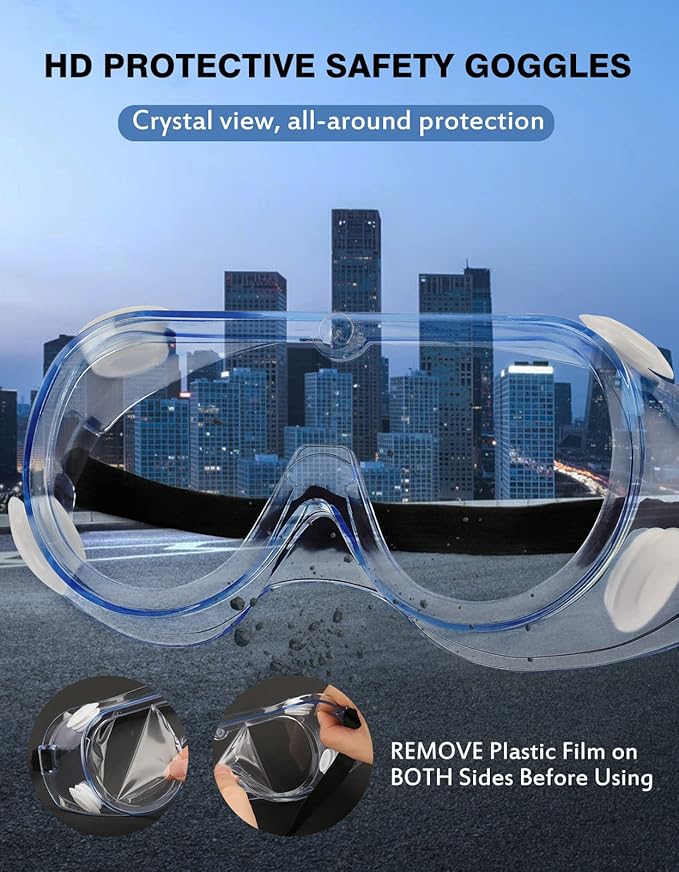 MELASA Safety Goggles ANSI Z87.1, Anti-Fog Protective Lab Goggles, Eye Protection Goggles