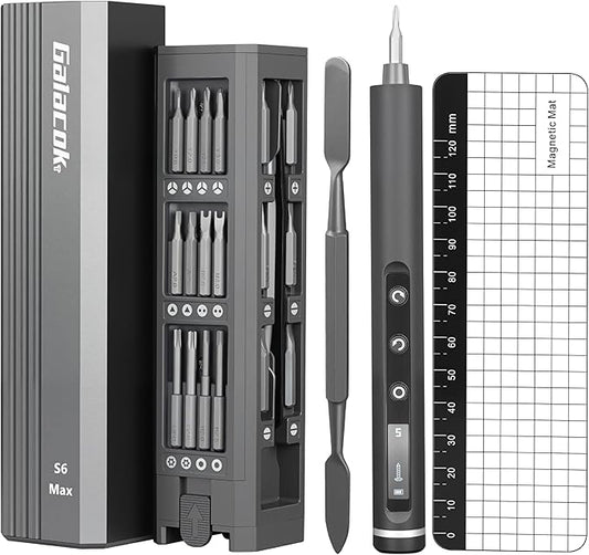 3.7V Mini Precision Screwdriver set, 49 IN 1 Magnetic Storage Mini Electric Screwdriver Cordless Set with LED Display 5 Torque Settings Repair Tool Kit for Electronics Phone Laptop Watch (Grey)