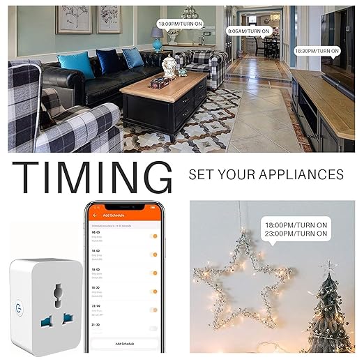 Smart Mini Plug 15A US Plug AC 100 to 240V Smart Home Outlet with Timer Function Voice & APP Control 2.4G for Home, No Hub Required