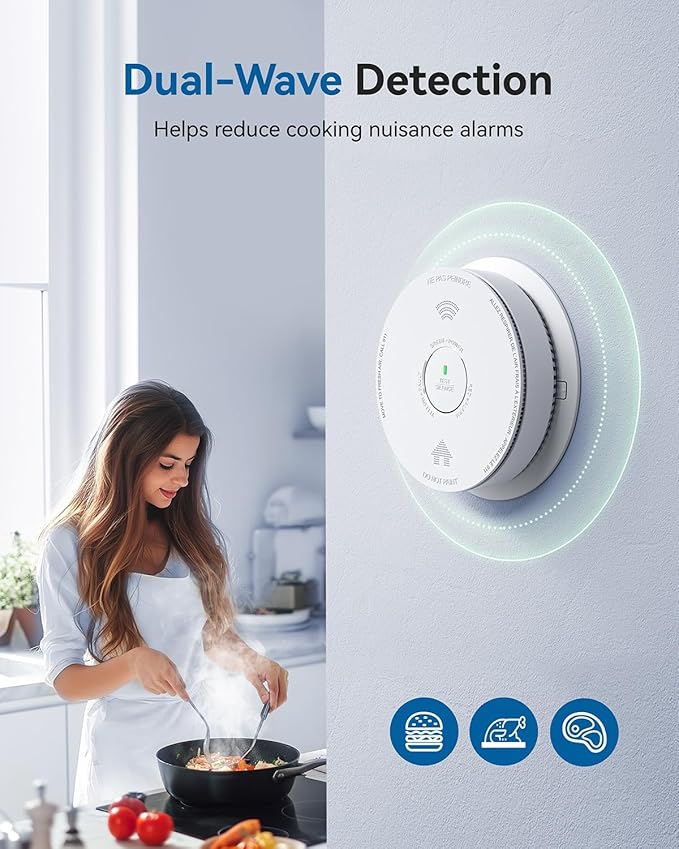 SITERWELL Hardwired Smoke Detector Carbon Monoxide Detector 10 Year Battery, Meets UL217-9th Standards, Interconnected Smoke and Carbon Monoxide Detector Combo with Bilingual Voice Alerts, 1 Pack