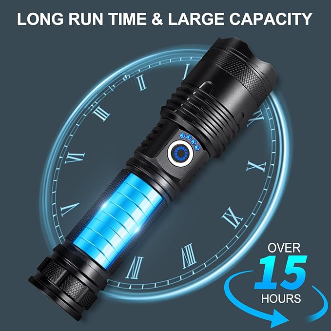 Rechargeable Flashlights 99000 High Lumens 2 Pack, Led Super Bright Flashlight with 5 Modes & IPX7 Waterproof, 15H Running Time, High Powered Flash Light for Home Camping Home Emergencies