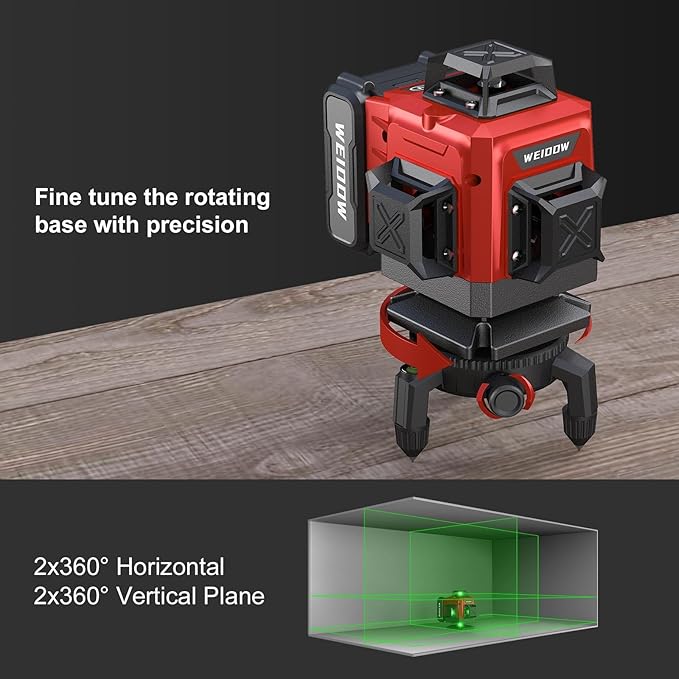 laser level Self Leveling 16 Lines 4×360° for Picture Hanging and Construction, High-capacity Lithium Battery