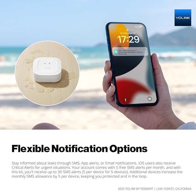 YoLink Smart Water Leak Protection System Kit: Bulldog Valve Robot, Smart Valve Controller 2, 3 Water Leak Sensors, Hub