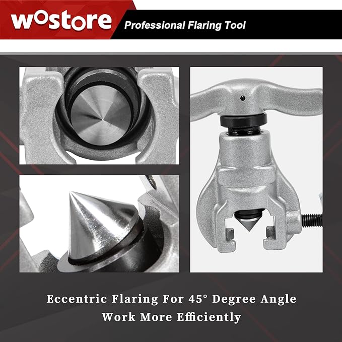 Wostore Eccentric Flaring Tools Set and Tube Cutter Kit for 7 Dies Sizes 3/16-3/4inch Refrigeration HVAC 45 Degree Heavy Duty