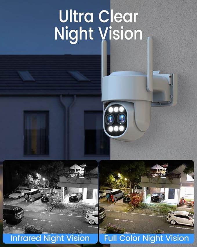 4K Security Camera System Outdoor Wireless, Dual Lens 8MP 4 Cameras 10X Hybrid Zoom Auto Tracking, Indoor Home Video Surveillance CCTV 10 CH with 1TB, 100ft Color Night Vision Weatherproof