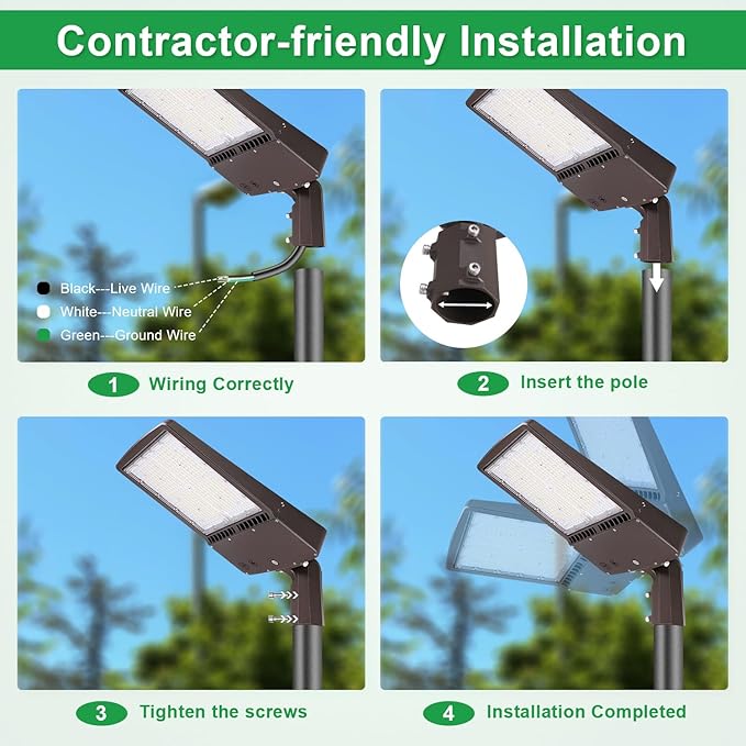 150W LED Parking Lot Light, 5700K 21000LM LED Shoebox Area Light [600W MH/HPS Equiv.], 0-10V Dimmable Outdoor Pole Flood Lights with Slip Mount, IP65 20KV Surge Protection AC100-277V UL&DLC Listed