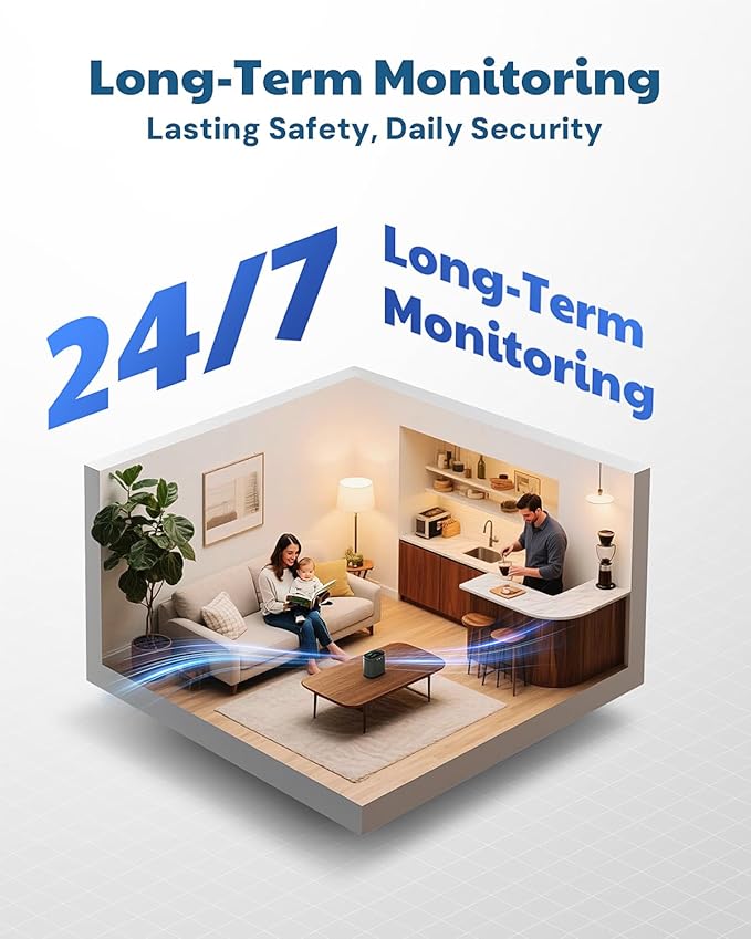 HOUND-3786 Radon Detector for Home, 10-Min Update, 3.5" Large Display, Long-Term Radon Monitoring with Data Charts, PDF Export, Audible & Visual Alarm, pCi/L & Bq/m³ -Black