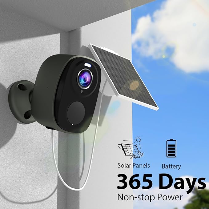 Rraycom Security Cameras Wireless Outdoor: 4PC Cameras for Home Security with Solar Panel Battery Powered WiFi Solar Cameras with Color Night Vision, AI Motion Detection, Waterproof, Works Alexa