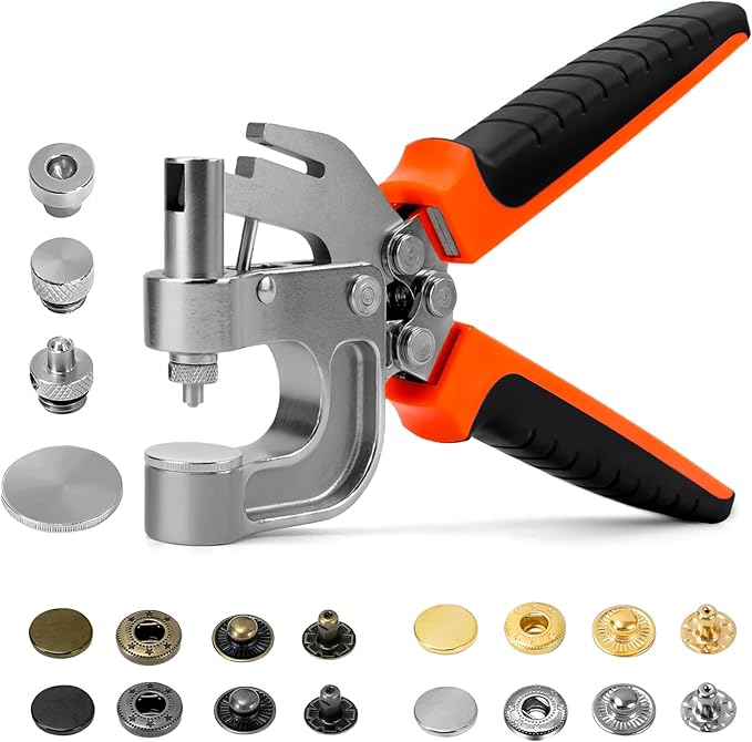 Sopnom Leather Snap and Fastener Kit - Press Pliers With 15mm Metal Buttons, 40 Sets in 4 Colors for Fabric, Clothes, Jackets, Purse, Belts, Bags