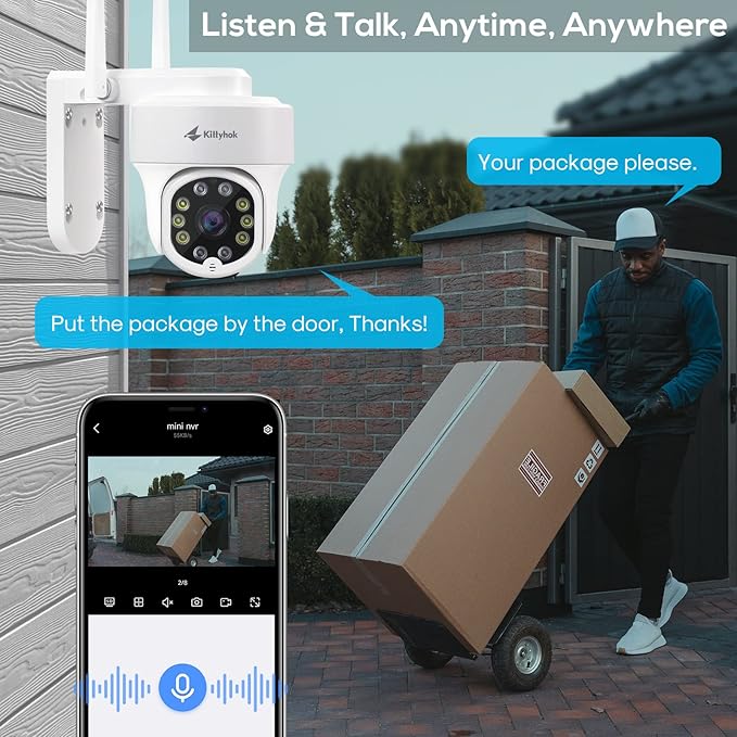 Kittyhok 10CH 2K Wireless Security Camera System Outdoor, Person Detection, Spotlight, 10CH NVR with Monitor, 1TB HDD, 24/7 Recording, KS3084 Bundle with CY3 PTZ Wireless Security Camera