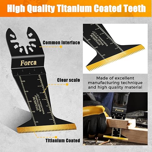 Forca 49pcs Oscillating Tool Blades and High-Carbon Steel Multitool Blades, Universal Multitool Blades for Metal Wood Cutting,Multi Tool Blades Kits Fit Dewalt Bosch Milwaukee Ryobi