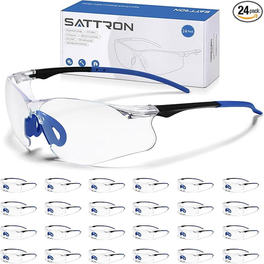 Clear Safety Glasses 24 Pack, Protective Eyewear UV Protection ANSI Z87.1, Safety Goggles Scratch & Impact Resistant, Eye Protection with Nose Pads for Men & Women Construction, Shooting, Lab Work