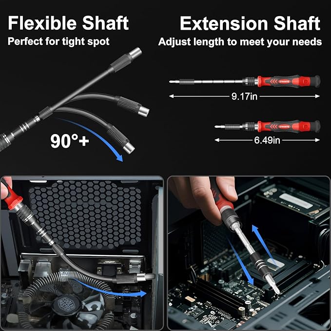 STREBITO 144-Piece Upgraded Electric Screwdriver, Max 0.7 N.m, 120 Magnetic Bits, 5-gear Torque Adjustment, Precision Screwdriver Set, Repair Tool Kit for Tech, Electronics and PC, Gifts for Men