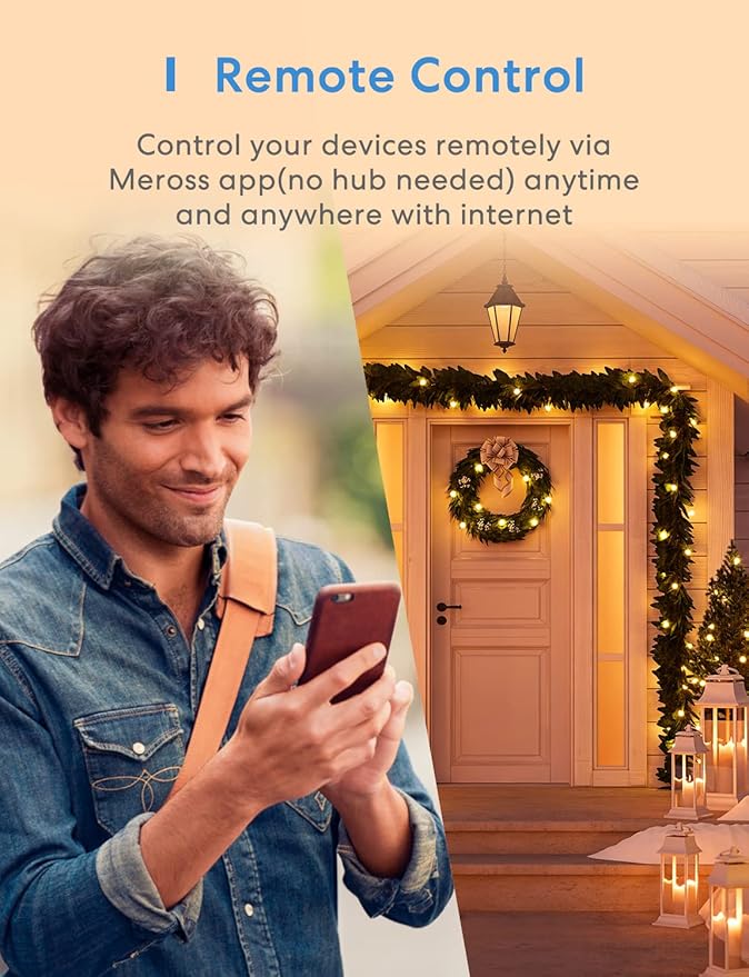 Outdoor Smart Plug, meross Outdoor Wi-Fi Outlet with 3 Independent Sockets Compatible with Apple Homekit, Alexa and SmartThings, Voice & Remote Control, Timer, 2.4 GHz only,Black