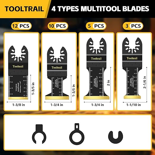 30 PCS Titanium Oscillating Tool Blades Metal Cutting,Universal Multi Tool Blades Kits for Metal Nails Wood and Plastic,Oscillating Saw Blades Fit Dewalt Ryobi Milwaukee Rockwell Fein