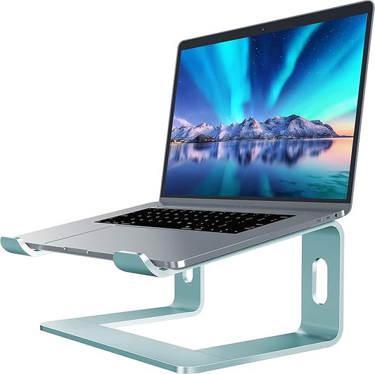 SOUNDANCE Laptop Stand, Aluminum Computer Riser, Ergonomic Laptops Elevator for Desk, Metal Holder Compatible with 10 to 15.6 Inches Notebook Computer, Aquamarine