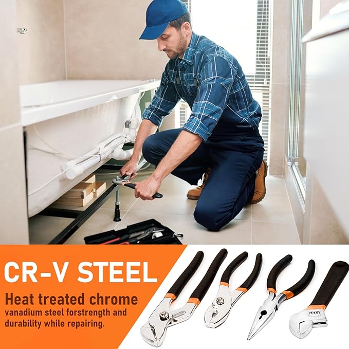 THINKWORK Tool Set - 207 Piece Portable Home Repairing Tool Kit, General Household Hand Tool Set with 13'' Wide Mouth Open Storage Tool Bag, Perfect for DIY, Home Maintenance, Handyman - Gift for Men