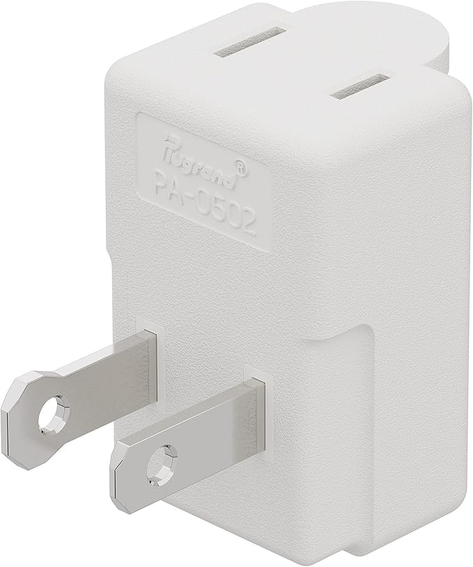 Polarized 2-Prong L Type Adapter, Vertical Right Angled Down Angle AC Adapter with NEMA 1-15P USA Outlet Saver Extension High Heat Resistant 2Pin Design